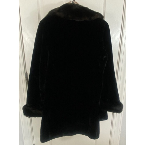 Vintage Borgazia Faux Fur Velvet Coat Womens 14 Black Penny Lane‎ Mob Wife 70s - Picture 9 of 14